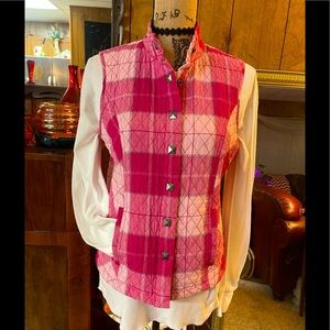 Very cute Christopher & Banks hot pink plaid vest